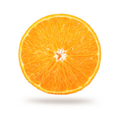Fresh ripe half orange isolated on white background