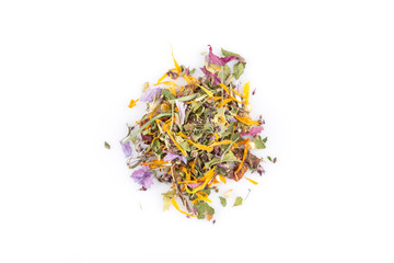 Dried herbal tea leaves