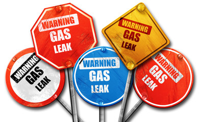 Gas leak background, 3D rendering, rough street sign collection
