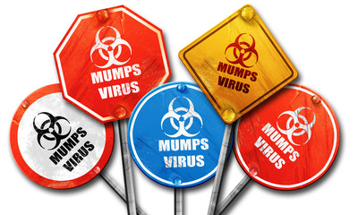 Mumps virus concept background, 3D rendering, rough street sign