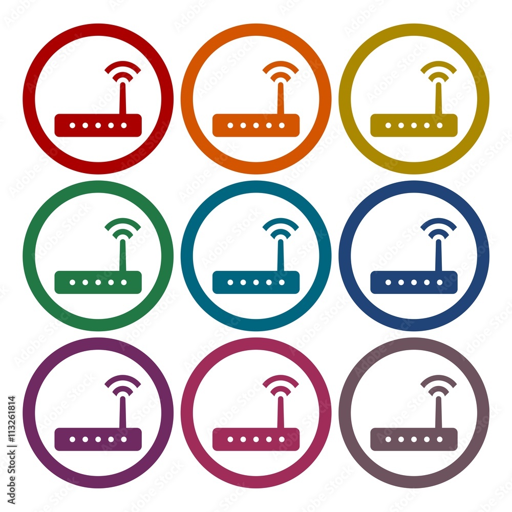 Poster router icon vector, router icons set