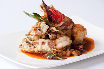 Frieds shrimp cooked in thai style