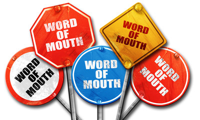 word of mouth, 3D rendering, rough street sign collection