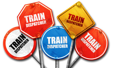 train dispatcher, 3D rendering, rough street sign collection