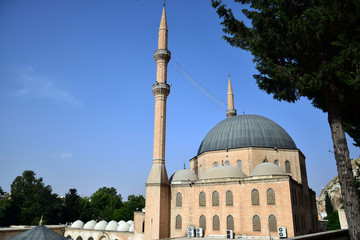 View of mosque against blue sky