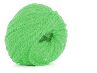 Clew of thread, green twine isolated on white background