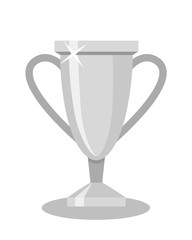 Isolated silver cup on white background. Concept of prize, leadership, winning and success. Winner award. Second place.