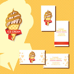Ice cream logo. Set of business cards for ice cream