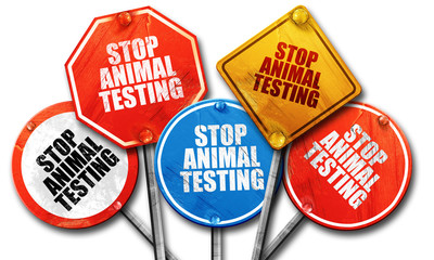 stop animal testing, 3D rendering, rough street sign collection