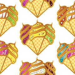 Background seamless pattern ice creams