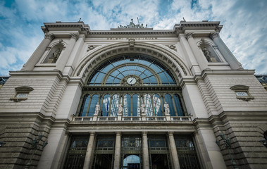 Fototapeta na wymiar The front facade of East Railway (Keleti) station in Budapest,Hungary.