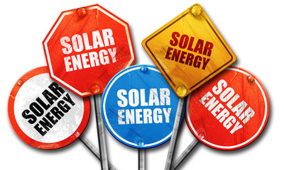 solar energy, 3D rendering, rough street sign collection