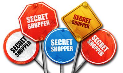 secret shopper, 3D rendering, rough street sign collection