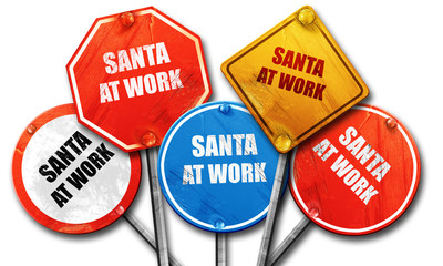 santa at work, 3D rendering, rough street sign collection