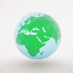 Polygonal globe on light background