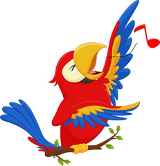 Fototapeta premium funny cartoon parrot singing