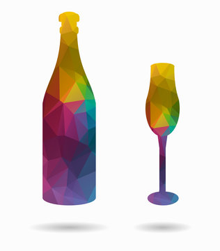 bottle and cup poly icon