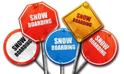snowboarding sign background, 3D rendering, rough street sign co