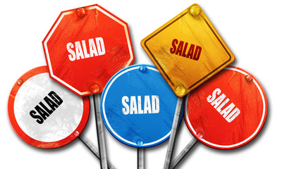 Delicious salad sign, 3D rendering, rough street sign collection