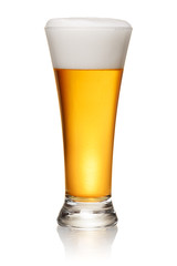 Glass of beer on white