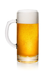 Glass of beer on white