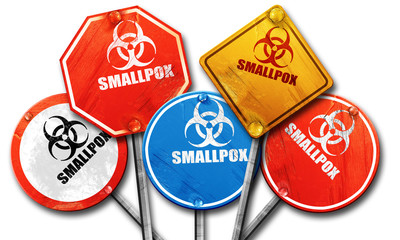 smallpox concept background, 3D rendering, rough street sign col