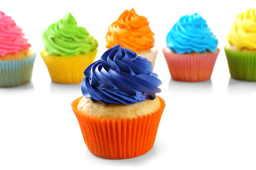 Birthday cupcake isolated on white