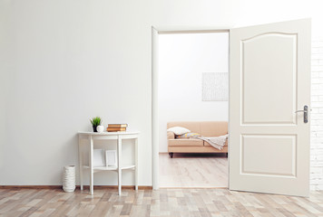 Fototapeta premium Room design interior with open door