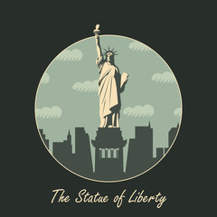 banner with statue of Liberty in background of New York