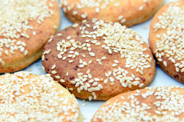 Oval cookies with sesame