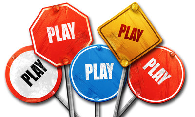 play, 3D rendering, rough street sign collection