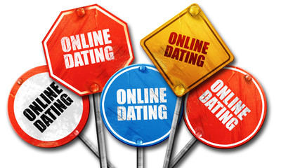 online dating, 3D rendering, rough street sign collection