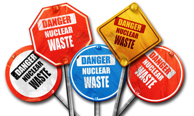 Nuclear danger background, 3D rendering, rough street sign colle