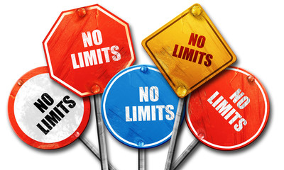 no limits, 3D rendering, rough street sign collection