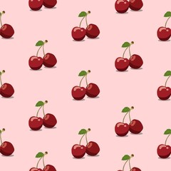 Seamless pattern cherry pink, vector