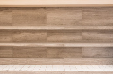 Empty modern interior wood shelf for display
