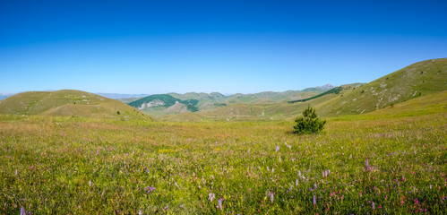 Gran Sasso mountain summit at Campo Imperatore plateau, Abruzzo, Italy