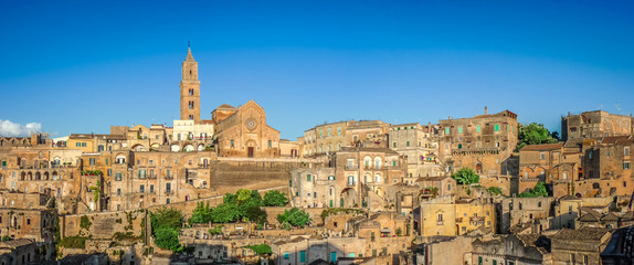 Historic town of Matera at sunset, Basilicata, Italy