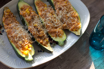 Zucchini stuffed with minced meat (casserole)