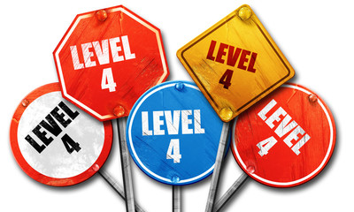 level 4, 3D rendering, rough street sign collection