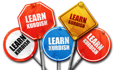 learn kurdish, 3D rendering, rough street sign collection