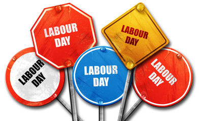 labour day, 3D rendering, rough street sign collection