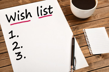 Wish List words on paper