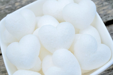 Sugar heart in ceramic bowl