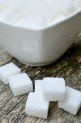 Sugar white cubes in bowl