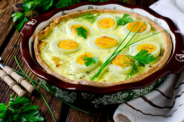 Quiche with cabbage and eggs