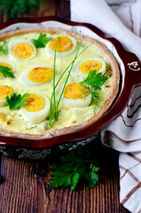 Quiche with cabbage and eggs