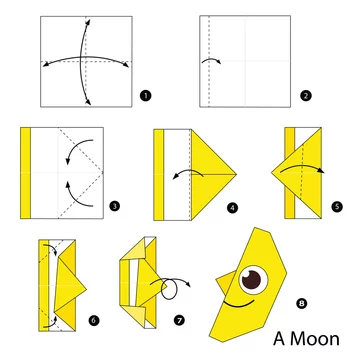 Step by step instructions how to make origami A Moon. Stock Vector | Adobe  Stock