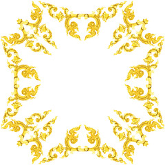 Traditional Thai style golden stucco pattern on white background
