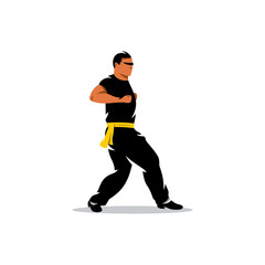 Obraz premium Vector Wing Chun kung fu Man Cartoon Illustration. 